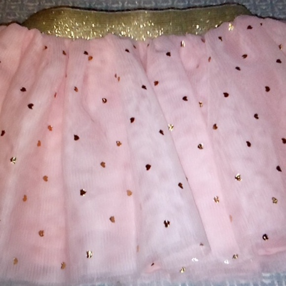 Cat & Jack 18 Months Pink & Sparkling Gold Hearts Tulle Skirt - Picture 3 of 7